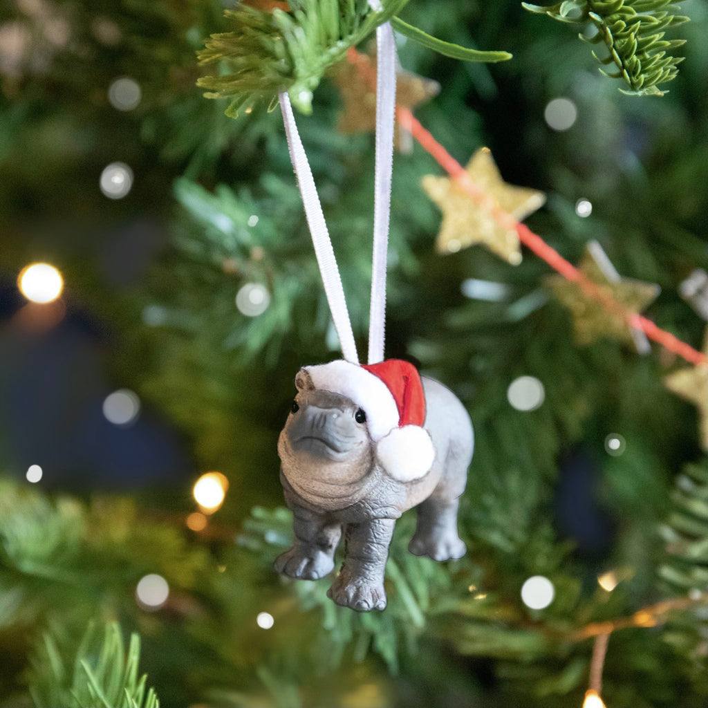 Baby Hippo Santa Hanging Decoration