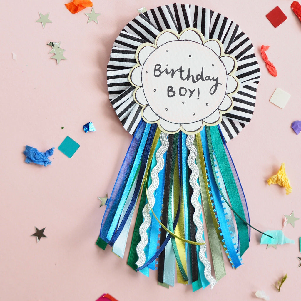 Personalised Fabric Birthday Badge Ocean Stripe