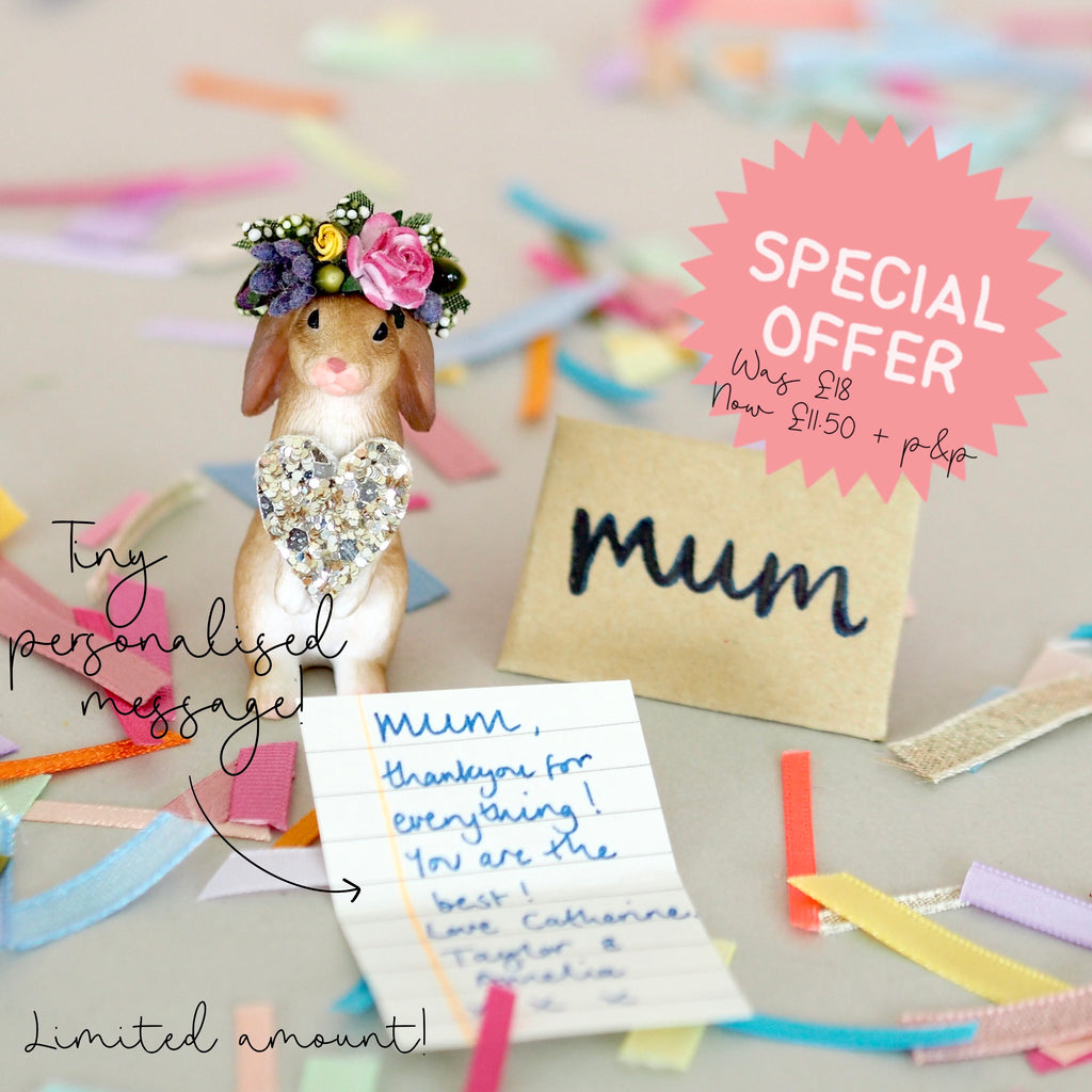 Mothers Day Rabbit with Glitter Heart